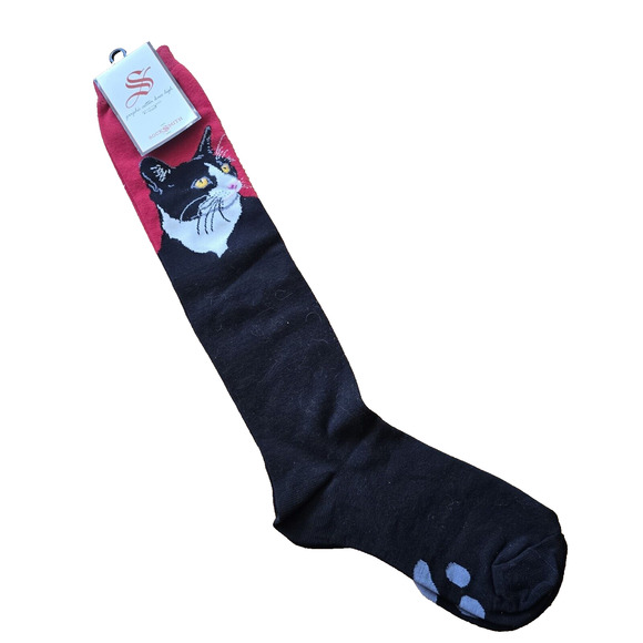 Socksmith Graphic Women's Crew Socks CAT Black Cat Animal Novelty Footwear - Picture 1 of 8